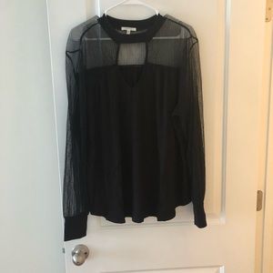 NWOT Maurices Black Blouse with mesh shoulders and sleeves plus size 1 (16-18)
